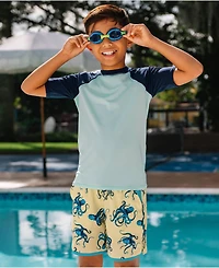 Lands' End Boys Chlorine Resistant Short Sleeve Crew Neck Upf 50 Rash Guard