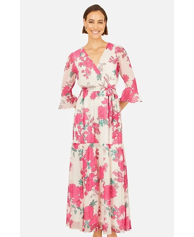 Yumi Women's Blossom Print Maxi Wrap Dress