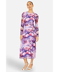 Yumi Women's Tie Back Mesh Midi Dress