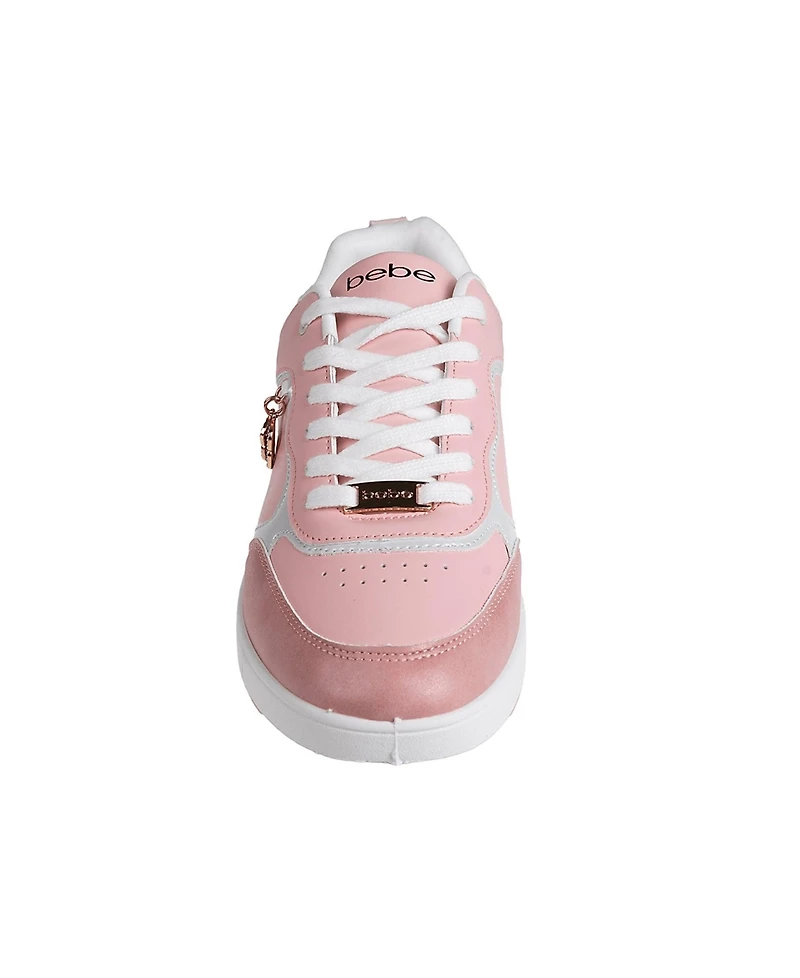 bebe Women's Stylish and Sparkly Sneaker with Rhinestone Dangle Charms