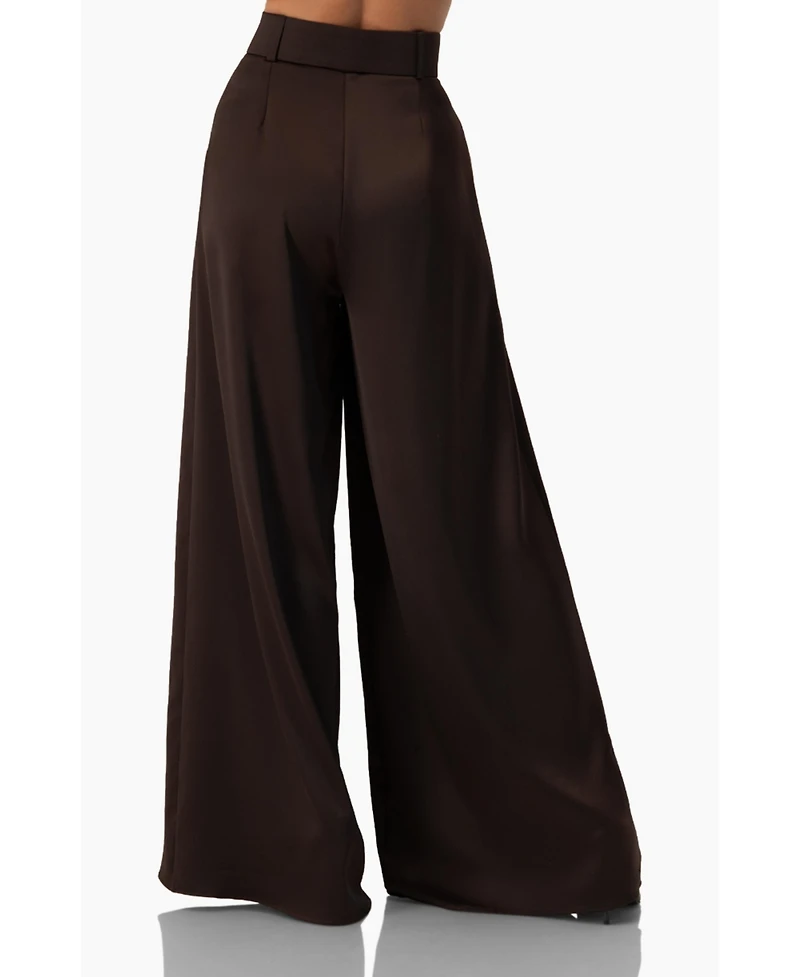 Ivonne Women's Wide-Leg Satin Trousers