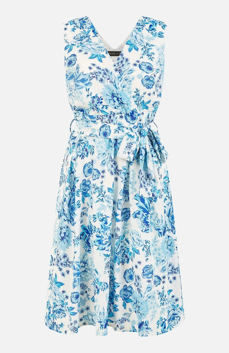 Yumi Women's Floral Wrap Over Skater Dress