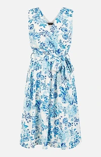 Yumi Women's Floral Wrap Over Skater Dress