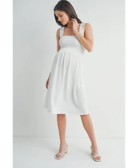 Hello Miz Maternity Smocked Empire Waist Sleeveless Square Neck Dress