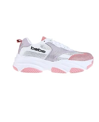 bebe Women's Sneaker with Mesh Upper and Rhinestones Embellishment