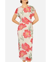 Yumi Women's Poppy Print Midi Mesh Dress