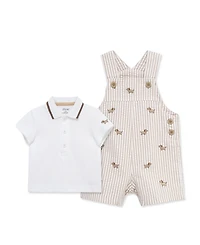 Little Me Baby Boys' Puppies Shortall and Polo Shirt, 2-Piece Set