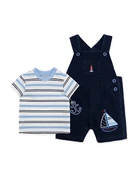 Little Me Baby Boys' Nautical Theme Shortall and Striped T-Shirt, 2-Piece Set