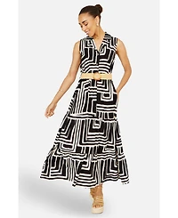 Yumi Women's Geo Print Midi Shirt Dress