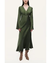 Nocturne Women's Crystal-Button V-Neck Maxi Dress