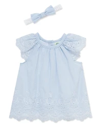 Little Me Baby Girls' Eyelet Embroidery Top, Shorts and Headband, 3-Piece Set