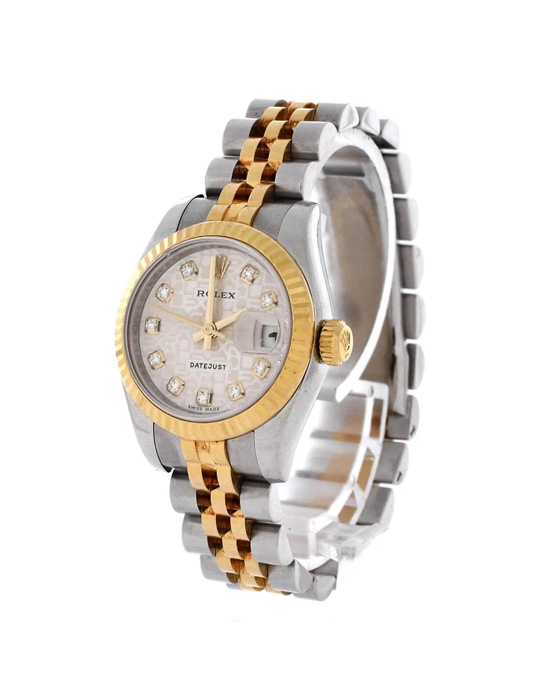 Pre-Owned Rolex Oyster Perpetual Datejust Automatic Watch in Stainless Steel and Gold with Diamond Markers 26mm