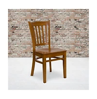 Emma+Oliver 2 Pack Vertical Slat Back Wooden Restaurant Chair