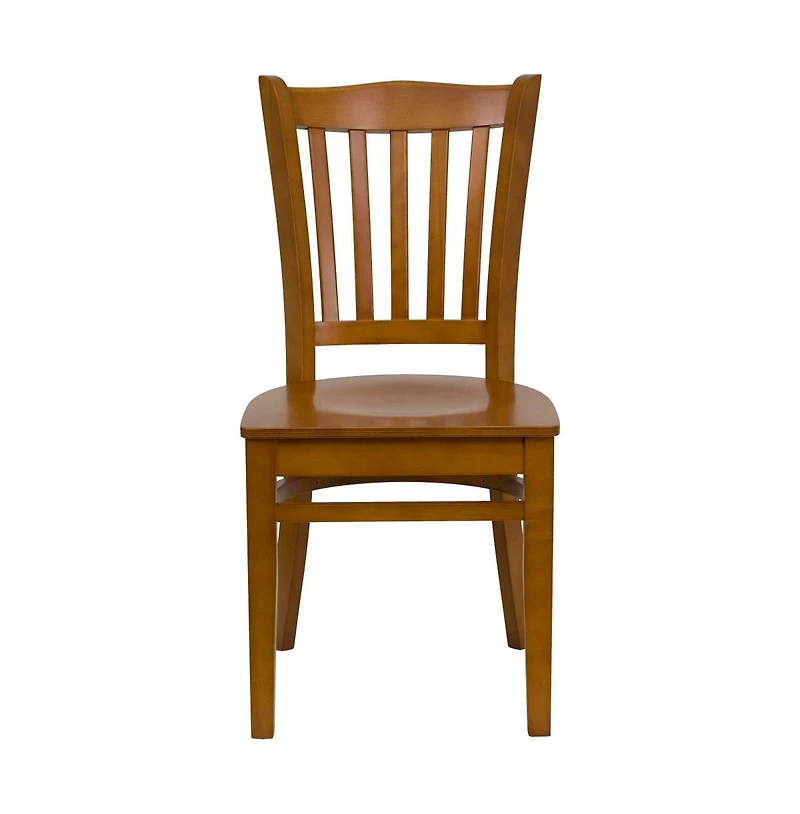 Emma+Oliver 2 Pack Vertical Slat Back Wooden Restaurant Chair
