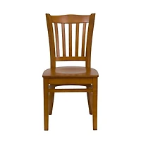 Emma+Oliver 2 Pack Vertical Slat Back Wooden Restaurant Chair