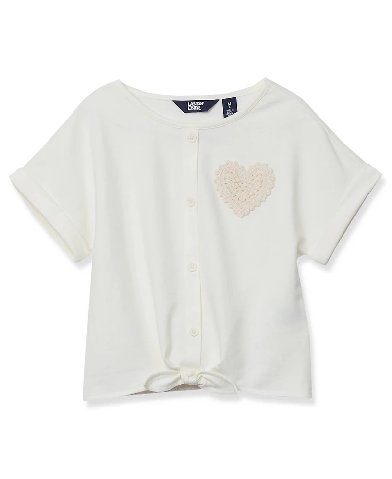 Lands' End Girls Slouchy Button Front Terry Knit Top
