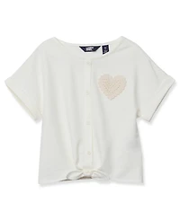 Lands' End Girls Slouchy Button Front Terry Knit Top