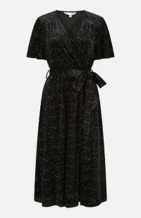 Yumi Women's Velvet Sparkle Wrap Midi Dress