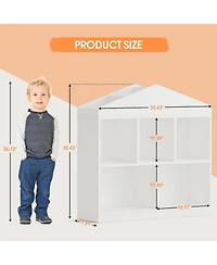 gaomon Toy Storage Organizer 5-Cubby Kids Bookshelf Bookcase Toddlers Playhouse Cabinet Shelf for Boys Girls Wooden Cubby Storage Toy Shelf