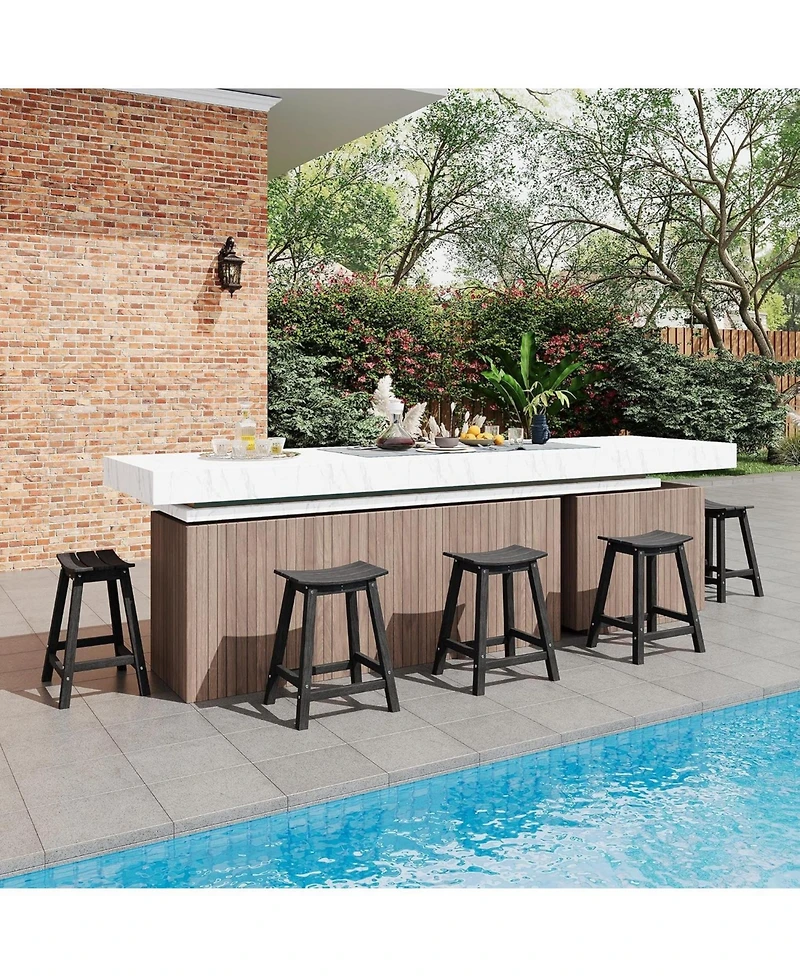 gaomon TrailBlaze Heavy-Duty Weatherproof Bar Stool – Outdoor Hdpe Counter-Height Patio Chair with Footrest, Durable Resin Seating for Balcony