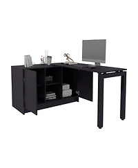 Fm Furniture Elfrida Desk, Two Open Storage Shelves, Wenge