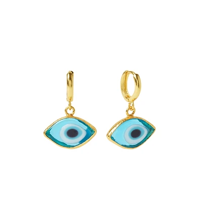 Ottoman Hands Bronte Glass Evil Eye Huggie Earrings