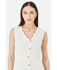 Yumi Women's Cotton Scallop Crochet Knitted Dress