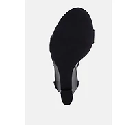 Pobora Genuine Leather Slim Wedge Heel Sandals