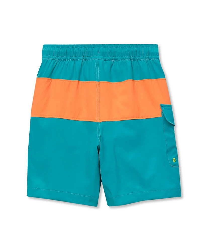 Lands' End Boy Child Chlorine Resistant Colorblock Hydroliner Board Swim Trunks
