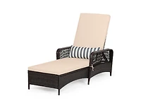Slickblue Adjustable Outdoor Wicker Chaise Lounge with Pillow for Patio