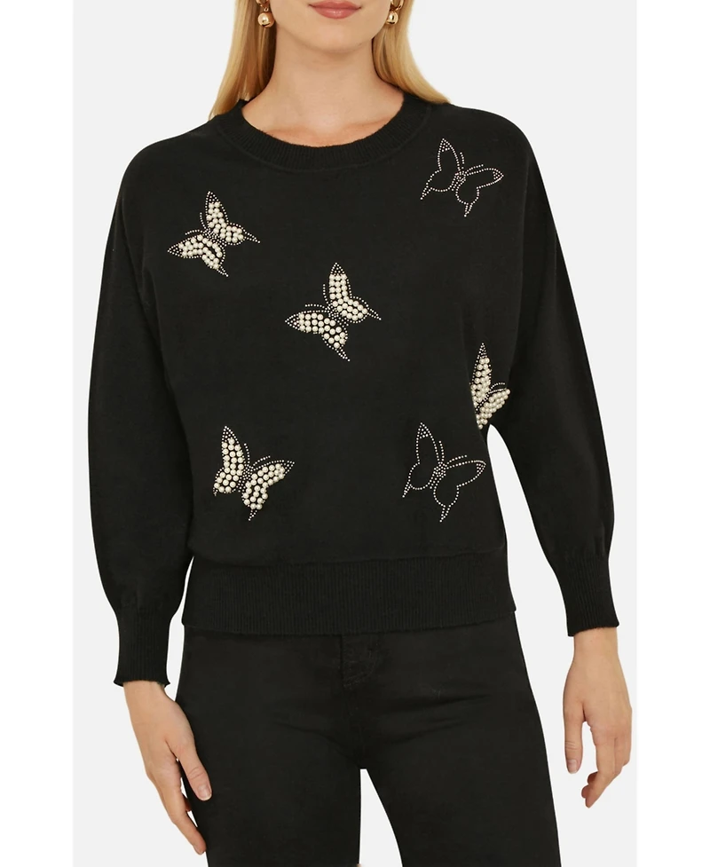 Yumi Women's Sequin Butterfly Jumper