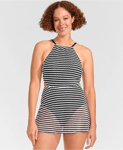 Lands' End Women's Crochet Monokini Swim Dress Swimsuit