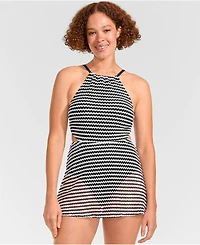 Lands' End Women's Crochet Monokini Swim Dress Swimsuit