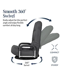 Best Choice Products 360-Degree Swivel Gaming Floor Chair w/ Armrest Handles, Foldable Adjustable Back
