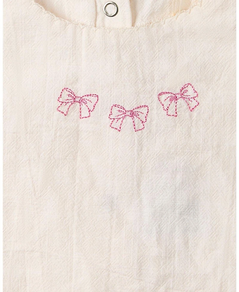 MeMoi Little Girls "The Most Perfect Bows" Embroidered Cotton Short-Sleeve Dress