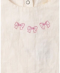 MeMoi Little Girls "The Most Perfect Bows" Embroidered Cotton Short-Sleeve Dress