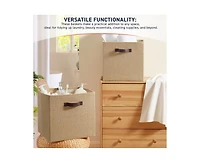 Ornavo Home 6 Pack Jute Storage Cube Bin Shelf Basket with Handles