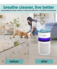 SereneLife Portable Air Purifier, Small Air Cleaner with Aroma Box, Ambient Light, 2-Speed, Timer, Sleep Mode.