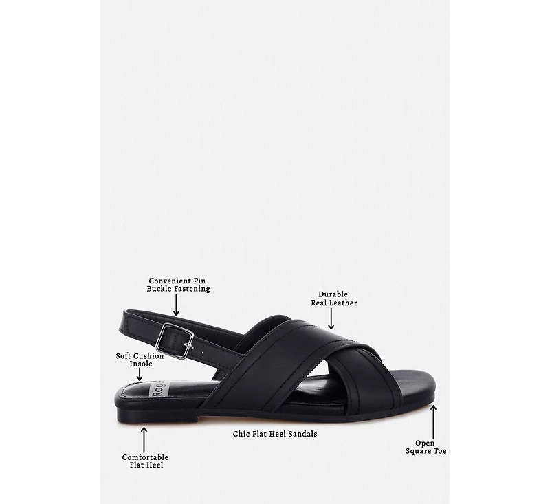 Rag & Co Women's Jamon Classic Cross-Strap Buckled Flats