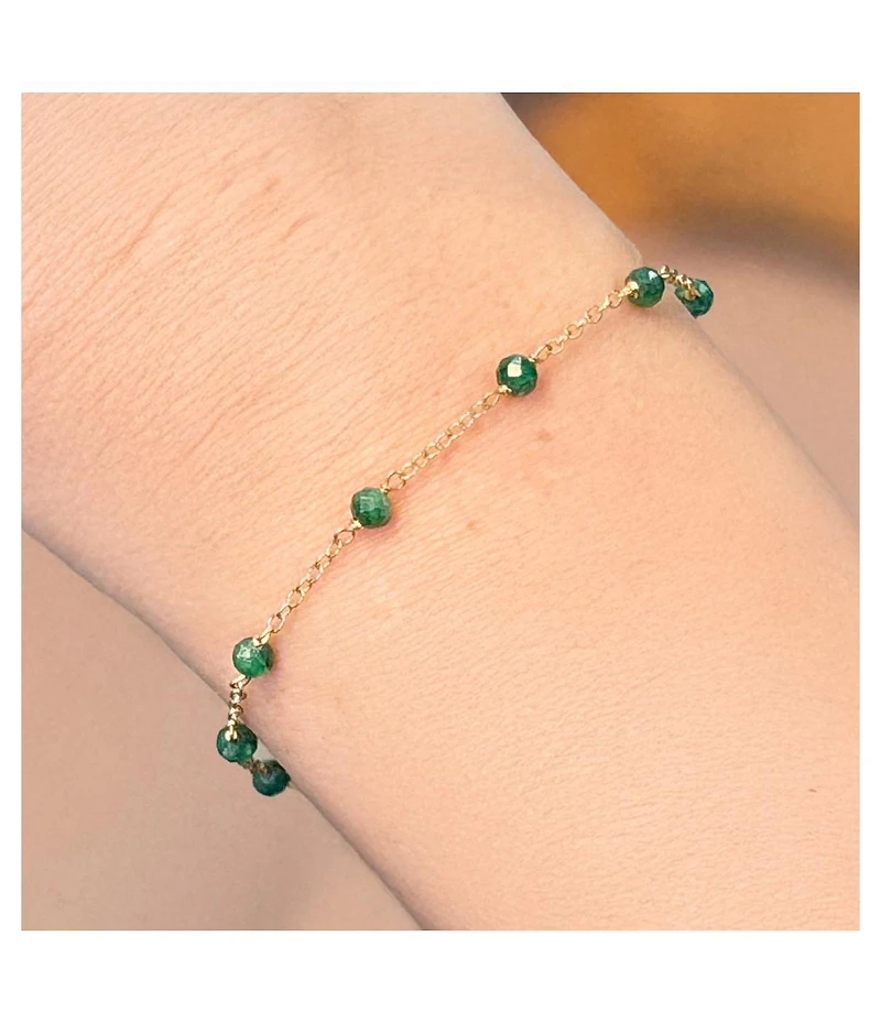 The Lovery Emerald Bead Chain Bracelet 14K