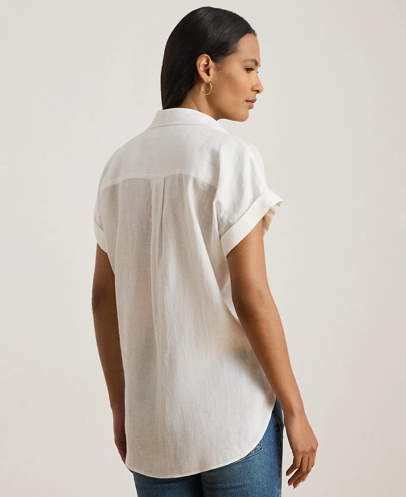 Lauren Ralph Dolman-Sleeve 100% Linen Shirt