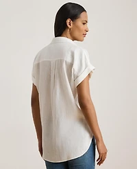 Lauren Ralph Dolman-Sleeve 100% Linen Shirt