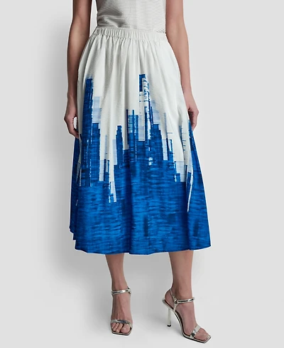Dkny Women's Printed Abstract Pull-On Midi Skirt