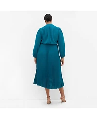 City Chic Women's Halle Long Sleeve Pleat Dress