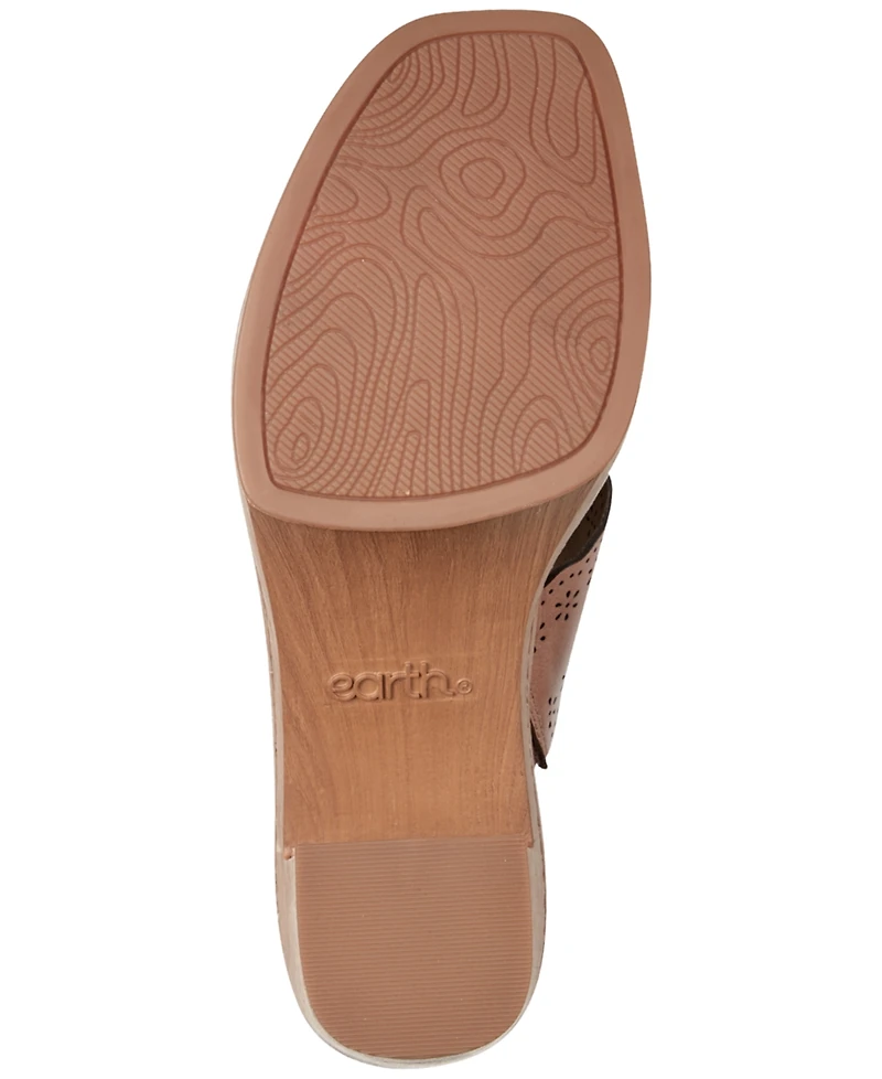 Earth Women's Qamra Leather Criss-Cross Platform Block Heel Sandals