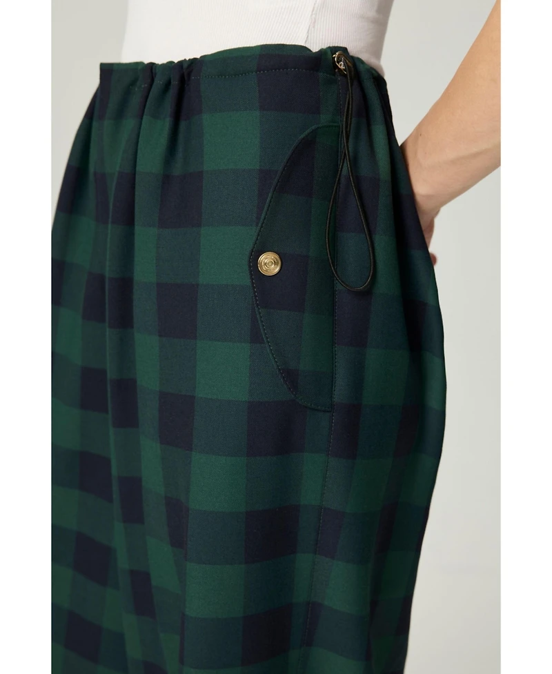 Nocturne Women's Emerald Check Drawstring Wide-Leg Pants