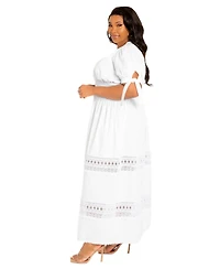 Buxom Couture Plus Puff Sleeve Tiered Eyelet Maxi Dress