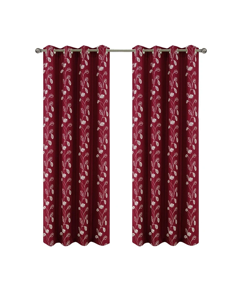 Rt Designers Collection 100% Polyester 140 Gsm Reed Embroidered Grommet Curtain Panel