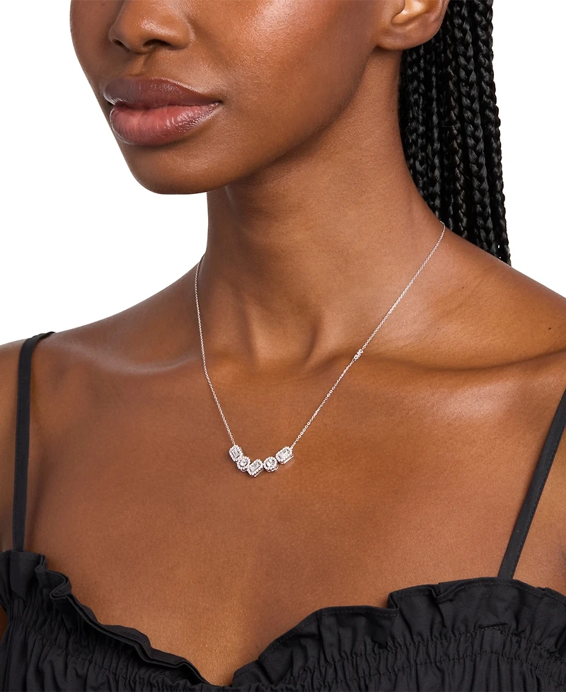 Michael Kors Rhodium Plated Sterling Silver Mixed Cut Halo Necklace