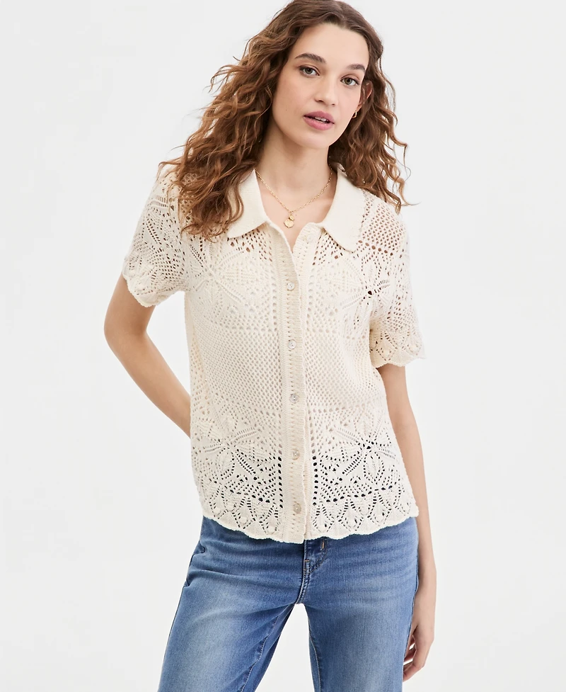 Levi's Women's Susanna Floral Crochet Collared Cotton Shirt